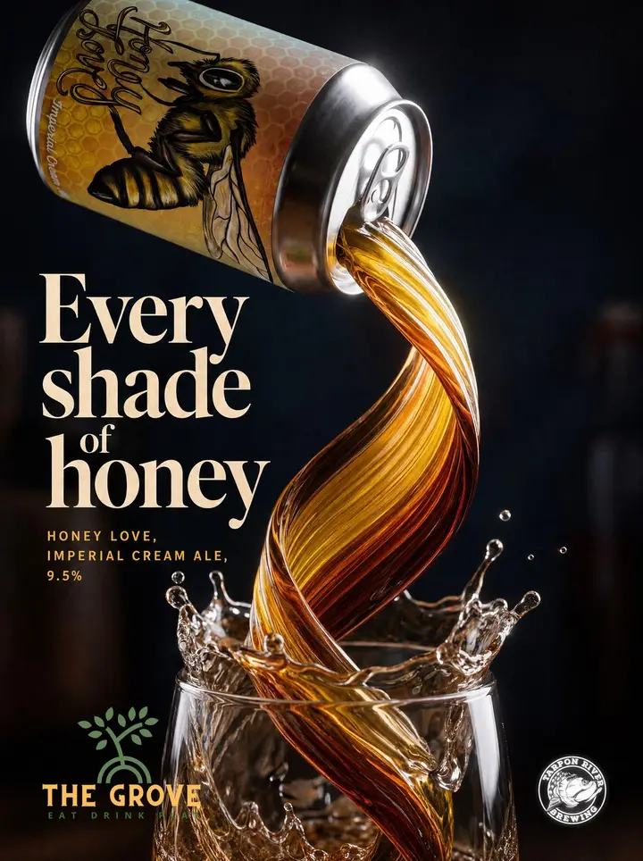 Tarpon River Brewing post, Honey Love pour